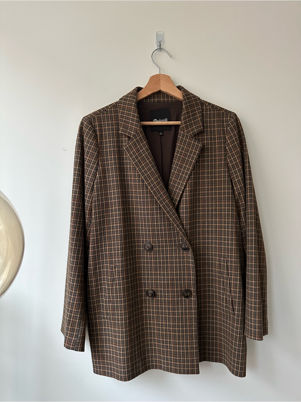 Madewell Brown Plaid Double-Breasted Blazer - Picture 2 of 4